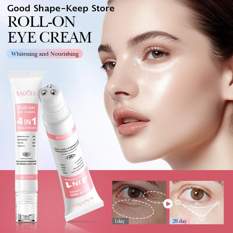 1Pc SADOER 4-in-1 Roll-on Eye Serum Moisturizing Cream for Dark Circles And Eye Bags Firming Nourishing Beauty Skin Care