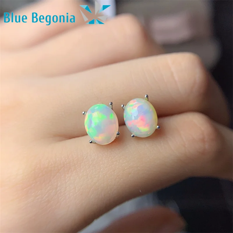 Natural Opal Drop Earrings 10mm*8mm Gemstone Real 925 Sterling Silver Fine Jewelry Earring for Women Anniversary Gift