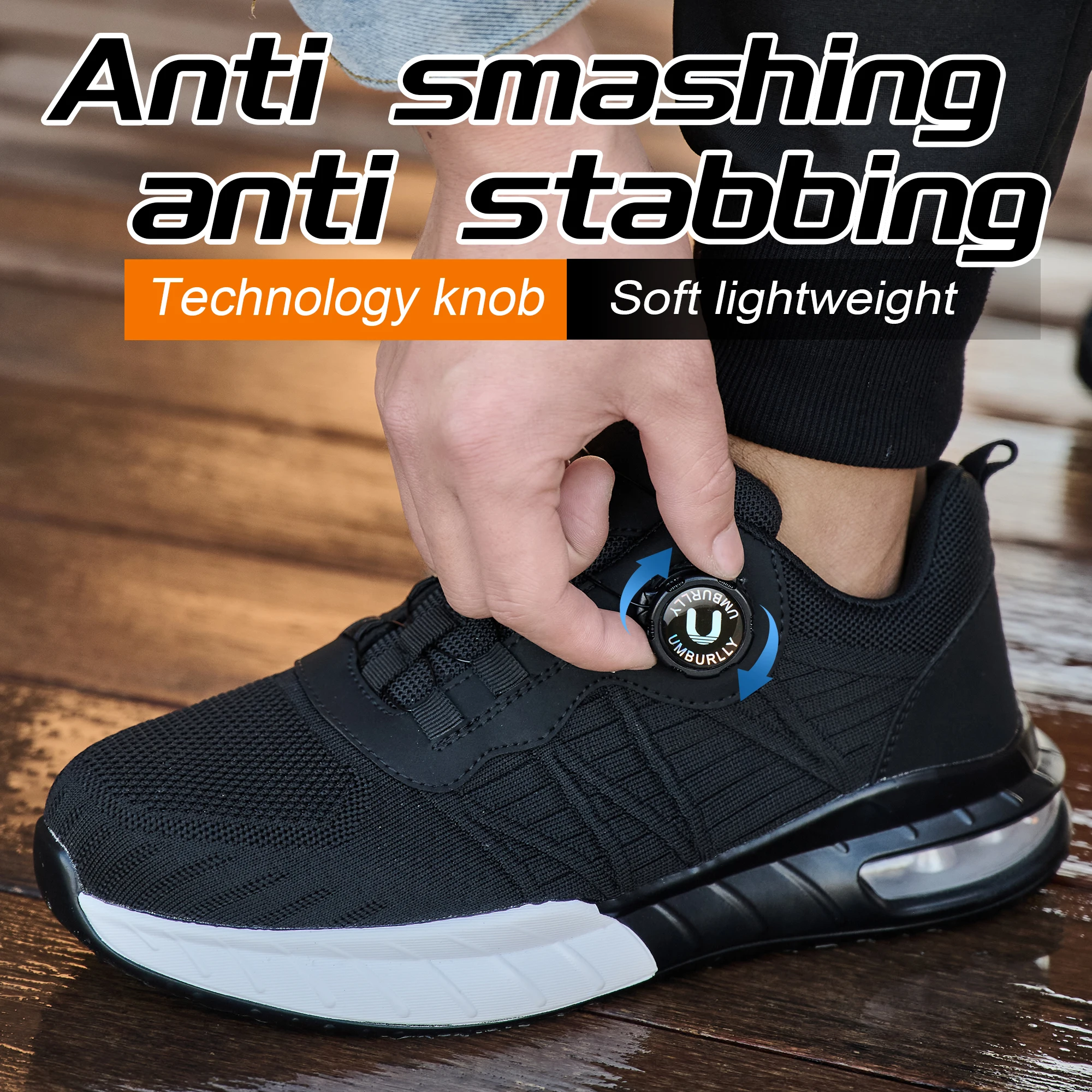 جديد الرجال الروتاري مشبك أحذية أمان المضادة للتأثير المضادة للثقب أحذية عمل خفيفة الوزن تصميم رياضي الموضة للمحترفين في الهواء الطلق