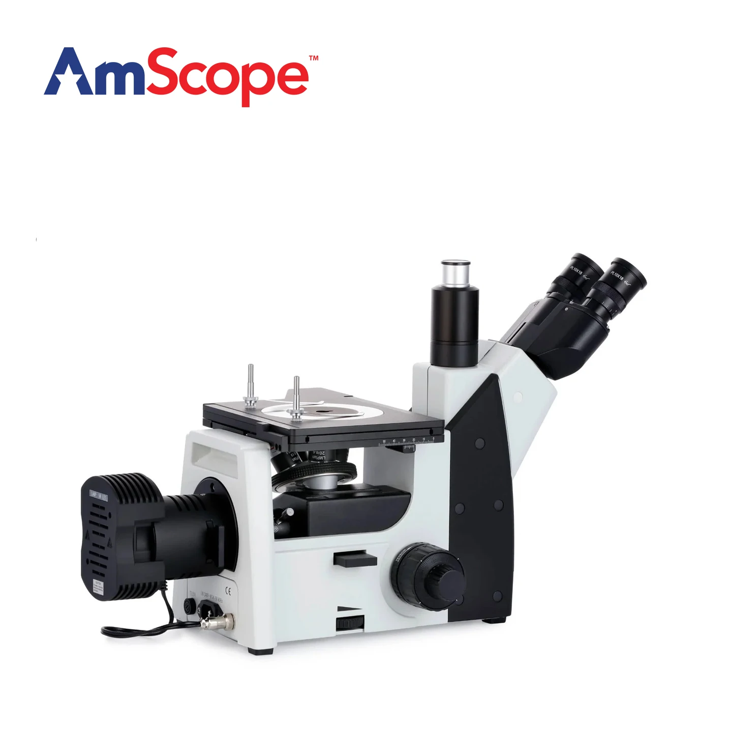 AmScope ME1200 Series Inverted Plan Optics Metallurgical Trinocular Compound Microscope