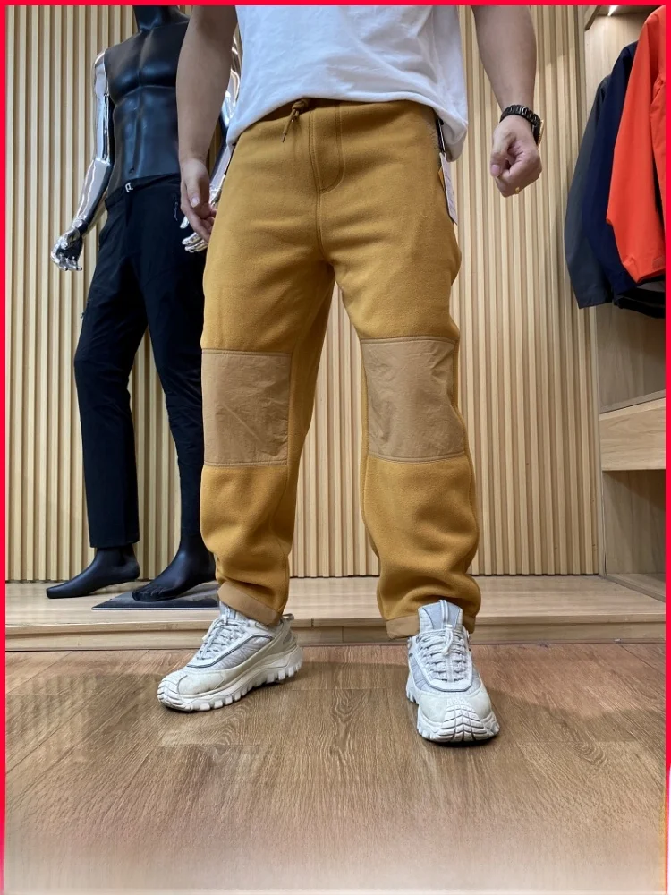 

Outdoor Heavyweight Fce Lined Loose Fit Casual Sweatpants for Men Winter Warm Trousers Cuffed Straight Leg Polyester Fiber