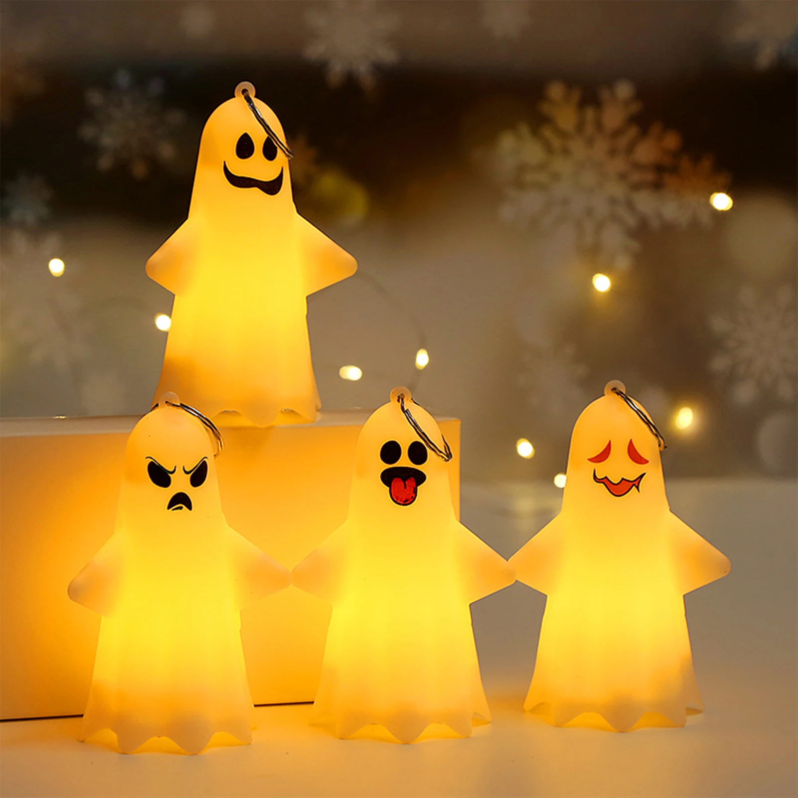 Ghost Campfire Flickering Night Light Halloween Decorative Figurine Prop for Autumn Fall Harvest Thanksgiving