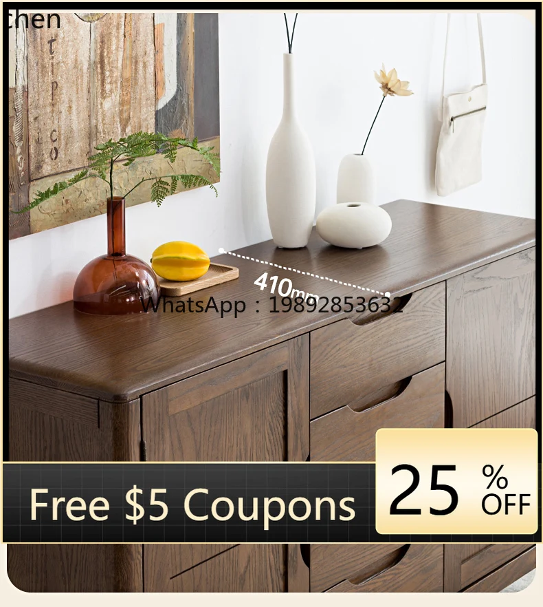 AB  Side Cabinet Pure Solid Wood Simple Side Cabinet Red Oak Furniture