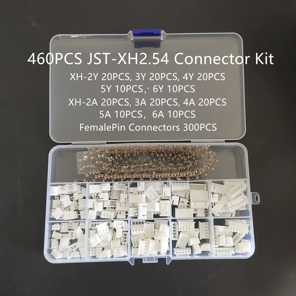 JST XH2.54 PH2.0 Male Female Connector Kit 2/3/4/5/6 Pin Plug with Terminal Wires Cables Socket Header Wire Connectors Kit