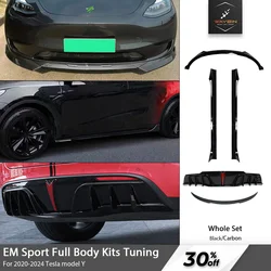 For Tesla Model Y 2020-2024 ABS Front Bumper Lip Side Splitter Rear Diffuser Tuning EM Sport Full Body Kits Auto Accessories Car