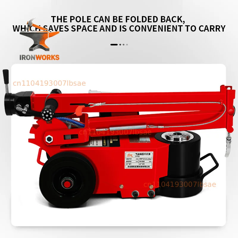 Horizontal pneumatic jack 30t air lift heavy truck Single/double folding lever Overpressure protection Auto repair tool