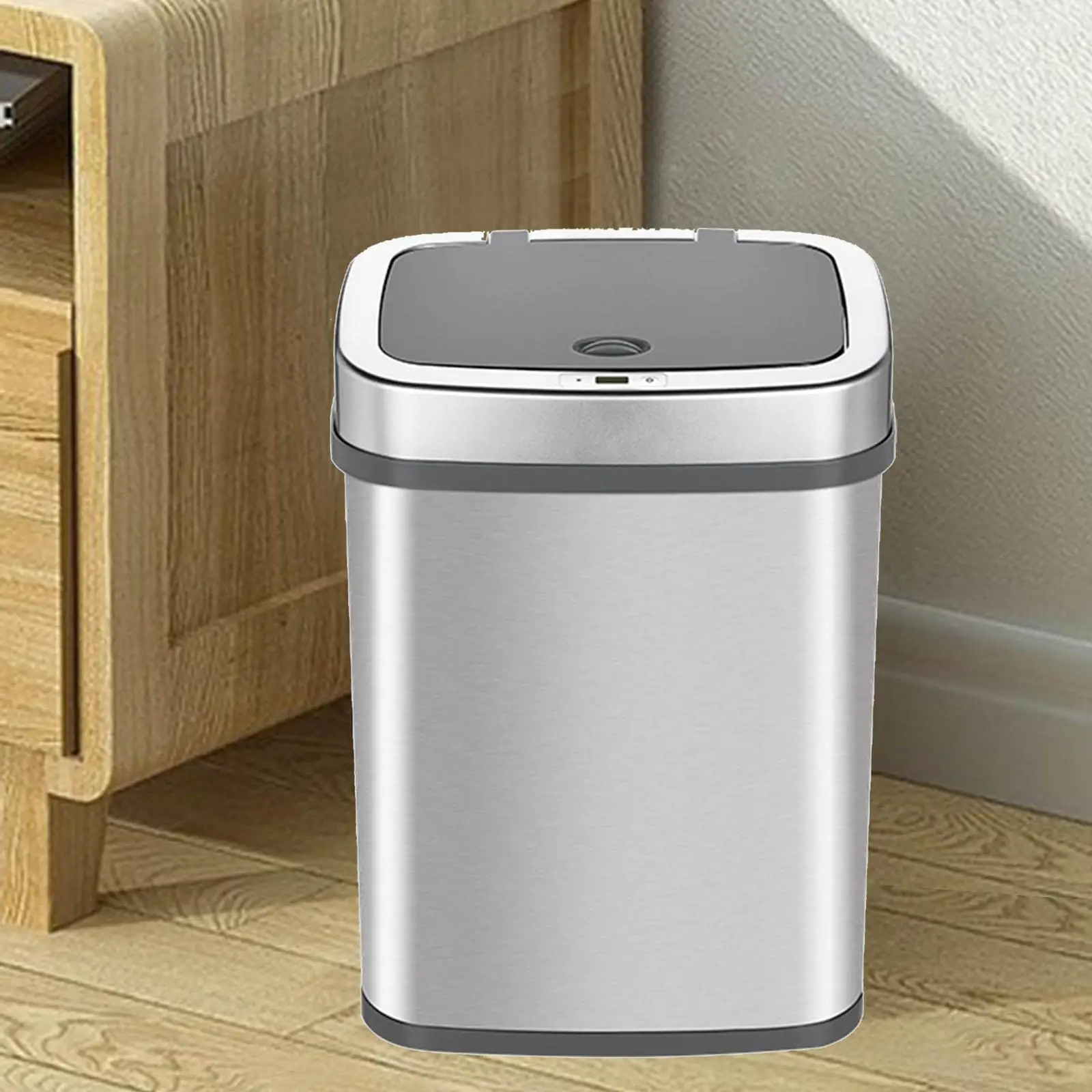 

Kitchen Trash Can Modern Steel Automatic Sensor Rubbish Bucket Durable Garbage Bin for Bathroom Living Space