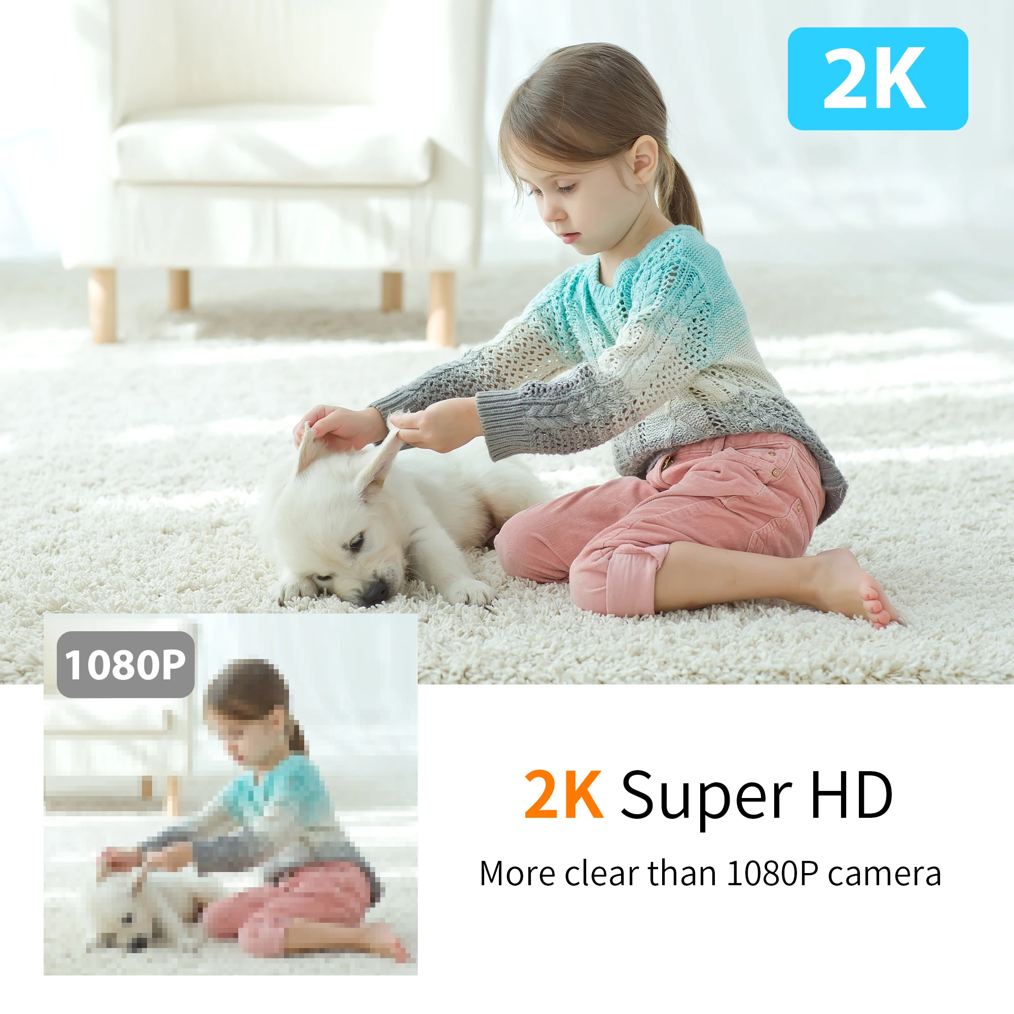 KAWA 2K Wifi Survalance Cameras IP Camera 360° Smart Home Alexa Wireless Indoor Security Pet Baby Track Monitor See by Mobile