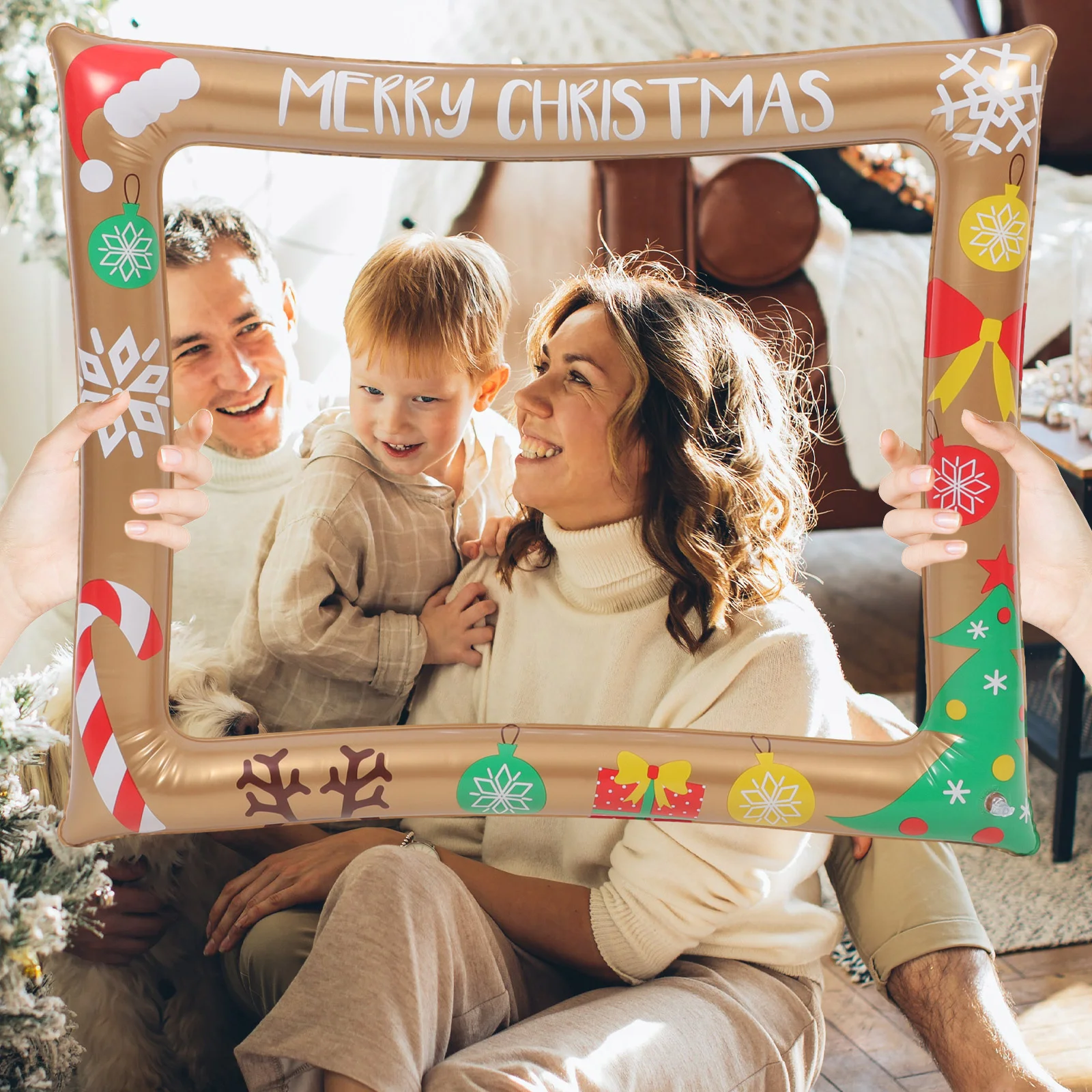 

Merry Christmas Photo Prop Frame Inflatable Selfie Stand New Years Eve Booth Props Frames