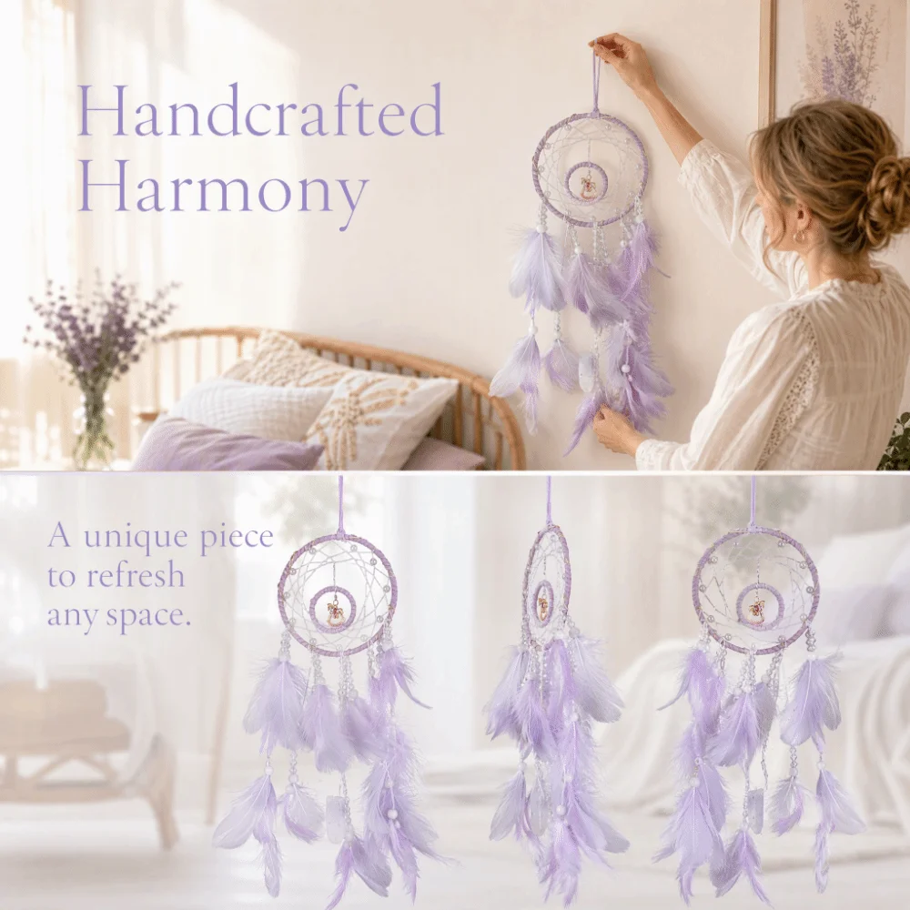 Iron Ring Dream Catcher Wall Hanging Purple 20.47in Feather Dream Catcher Woven Net DIY Dream Catcher Ornament Car Interior