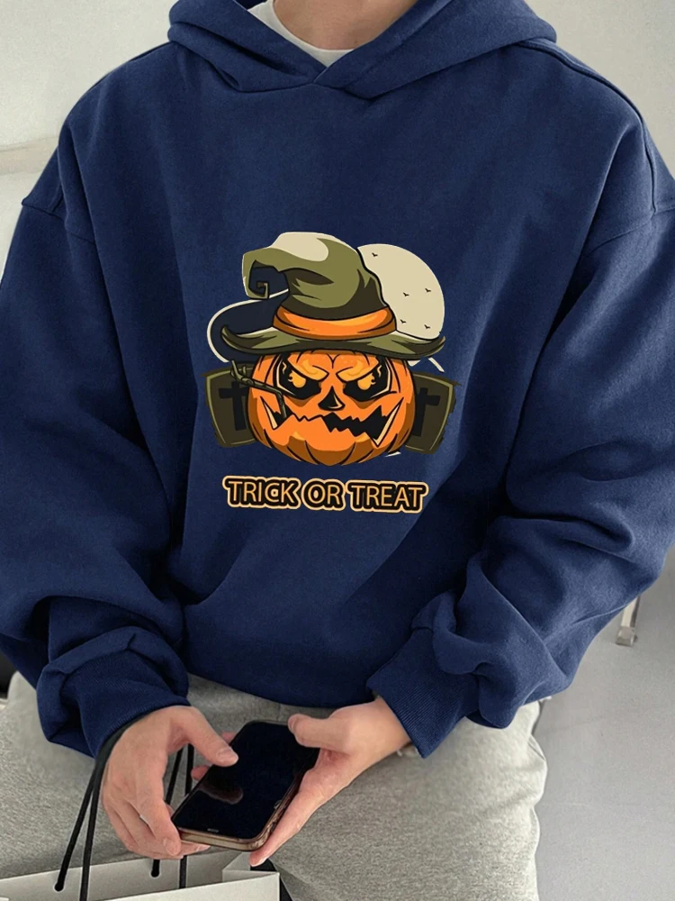 Halloween Süßes oder Saures Übergroßer lässiger Kapuzenpullover Sweatshirt Herbst Herrenbekleidung Lose Damen Langarmpullover Tops
