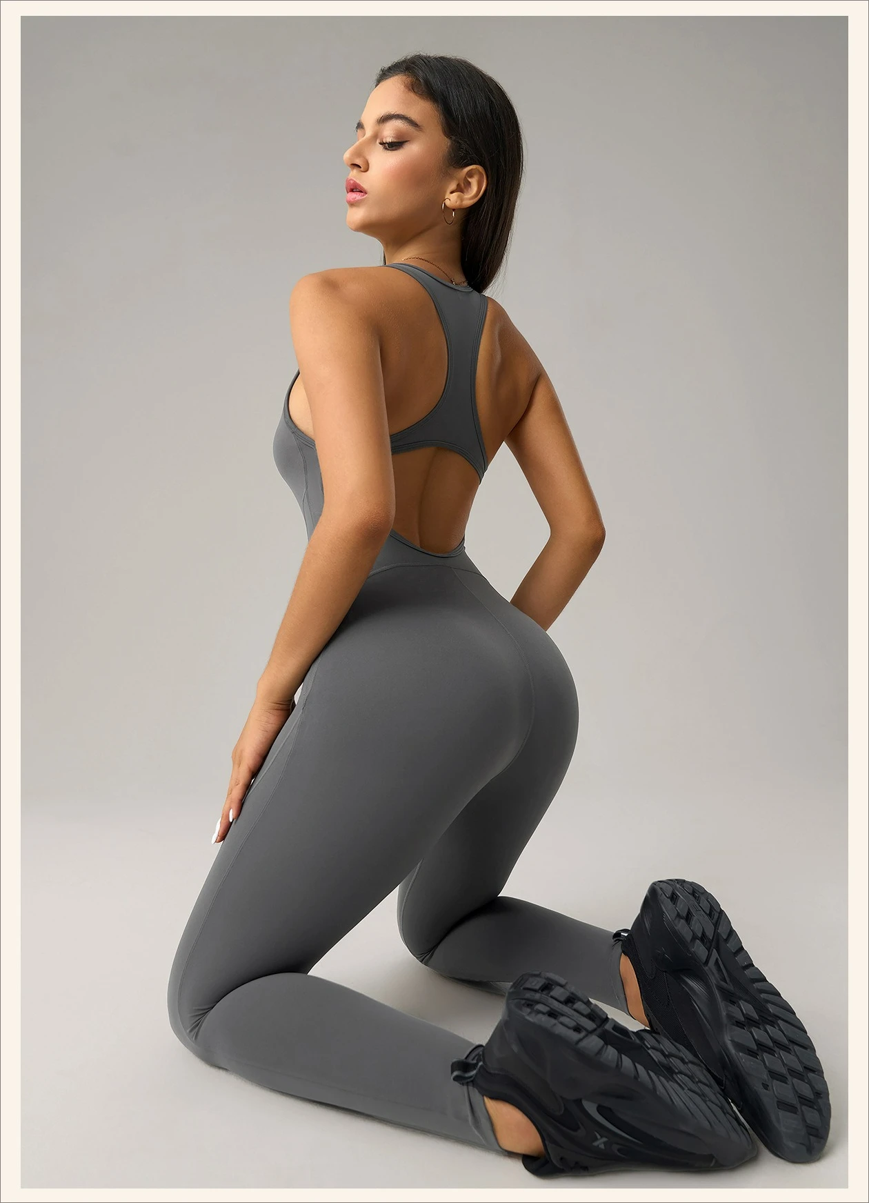 Women's Hollow Back Yoga Jumpsuit, Sleeveless Tank One Piece Bodysuit, Butt Lift Tight Fitness Gym Workout Sports Romper