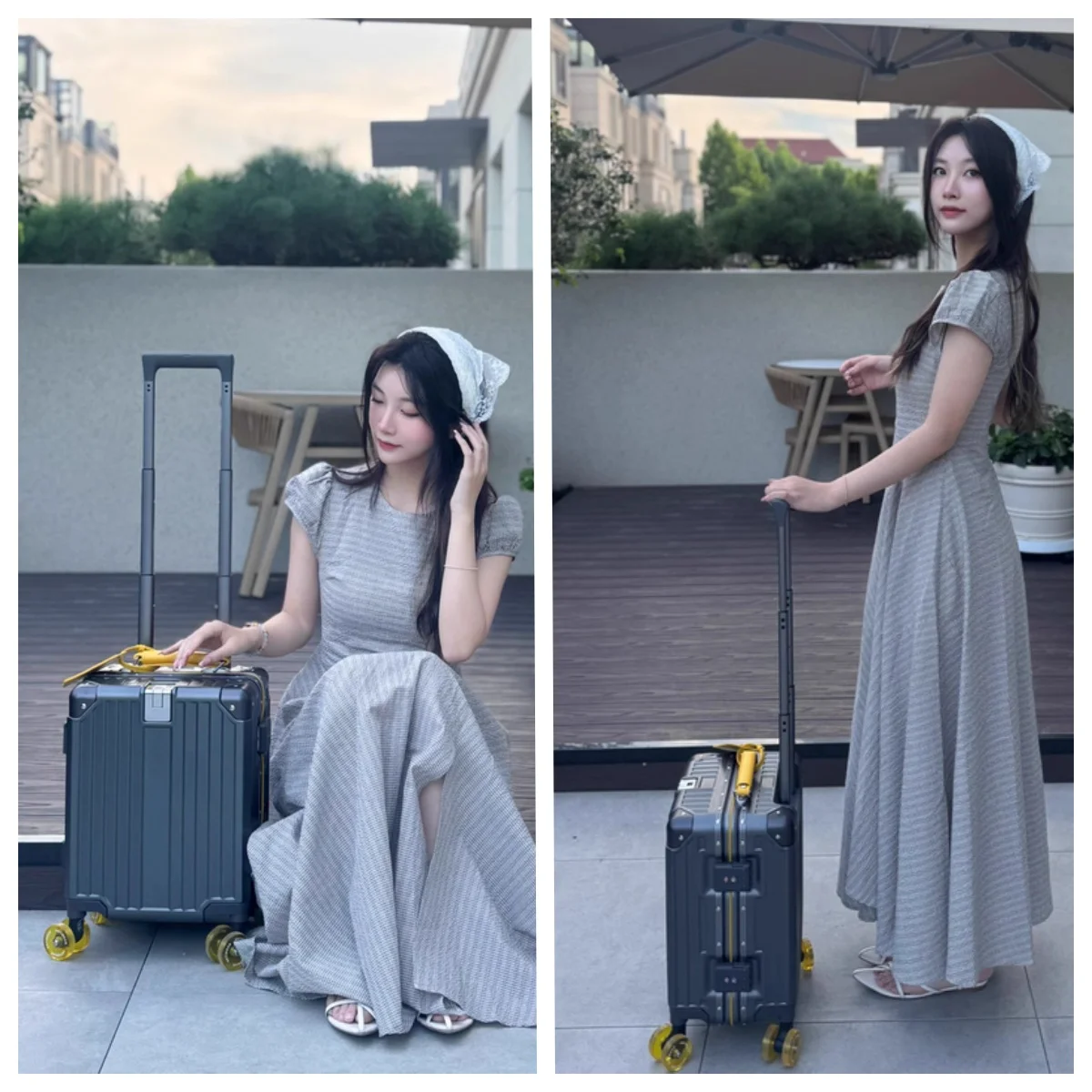 حقيبة سفر خفيفة الوزن مقاس 14 بوصة مع قفل TSA بإطار من الألومنيوم وحقيبة حمل، لا تحتاج إلى فحصها