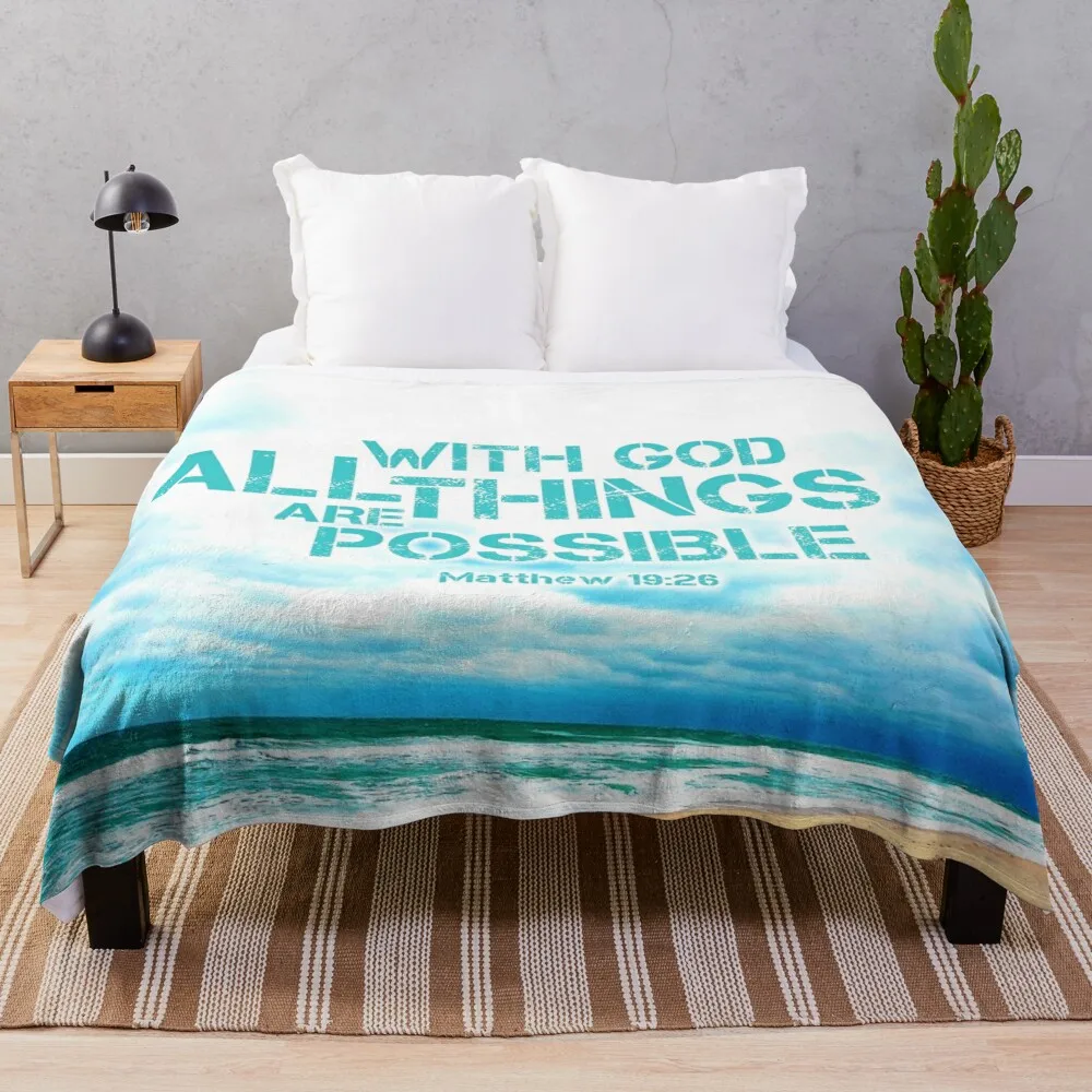 With God, All Things Are Possible (With Text) Matthew 19:26 Throw Blanket Luxury Brand Single Plaid bed plaid Blankets