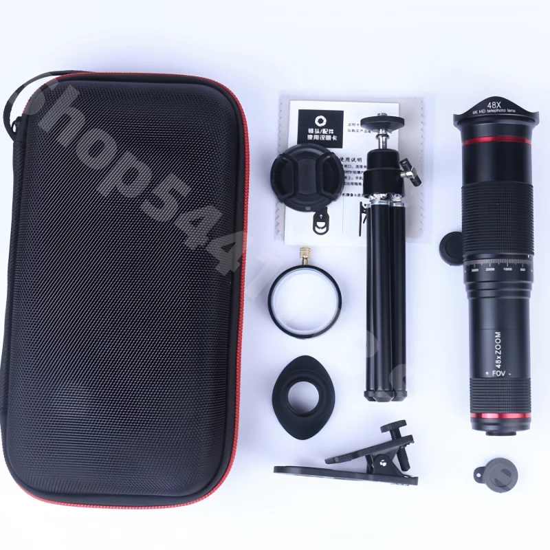 

48x Metal Telescope Zoom Phone Lens Powerful Monocular Mobile High-definition Phone Lens with Tripod Camping
