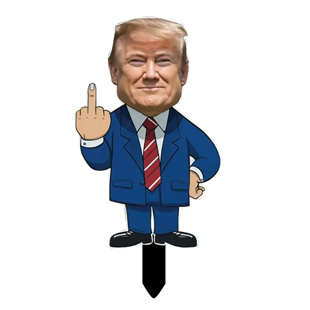 12x6 Inch Trump Middle Finger Yard Sign Funny Lawn Sign Trump 2024 Yard Sign for Outdoor Lawn Garden