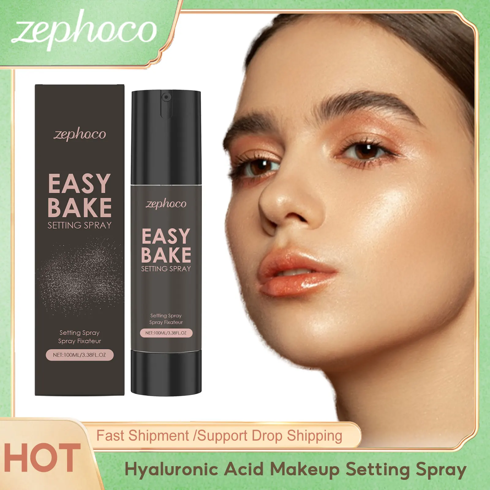Zephoco Hyaluronic Acid Makeup Setting Spray Oil Control Refreshing Quick Fixer Lasting Sweatproof Make Up Matte Setting Sprays