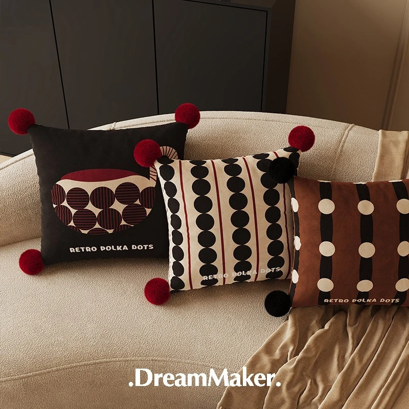 

Vintage Polka Dot Pillow Cover Luxury Dutch Velvet Square Cushion Case Removable Decorative Throw Pillow for Home Decor Sofa Bed