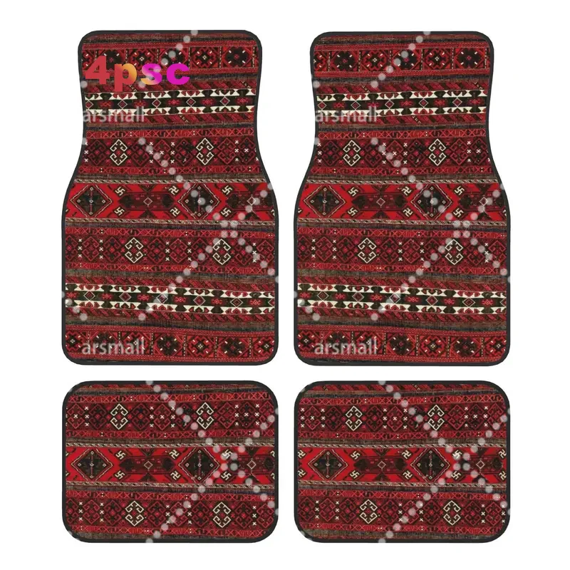Baluch Flatweave Afghanistan Rug Car Floor Mats of 4 Pieces Turkish Kilim Ethnic Universal Car Front Rear Carpets Foot Mats