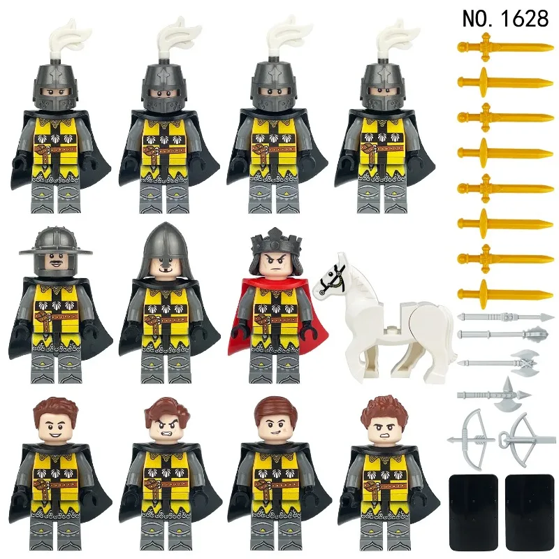 Medieval soldier knight Rome assembled building blocks white horse accessories toy birthday gift gifts - view 4