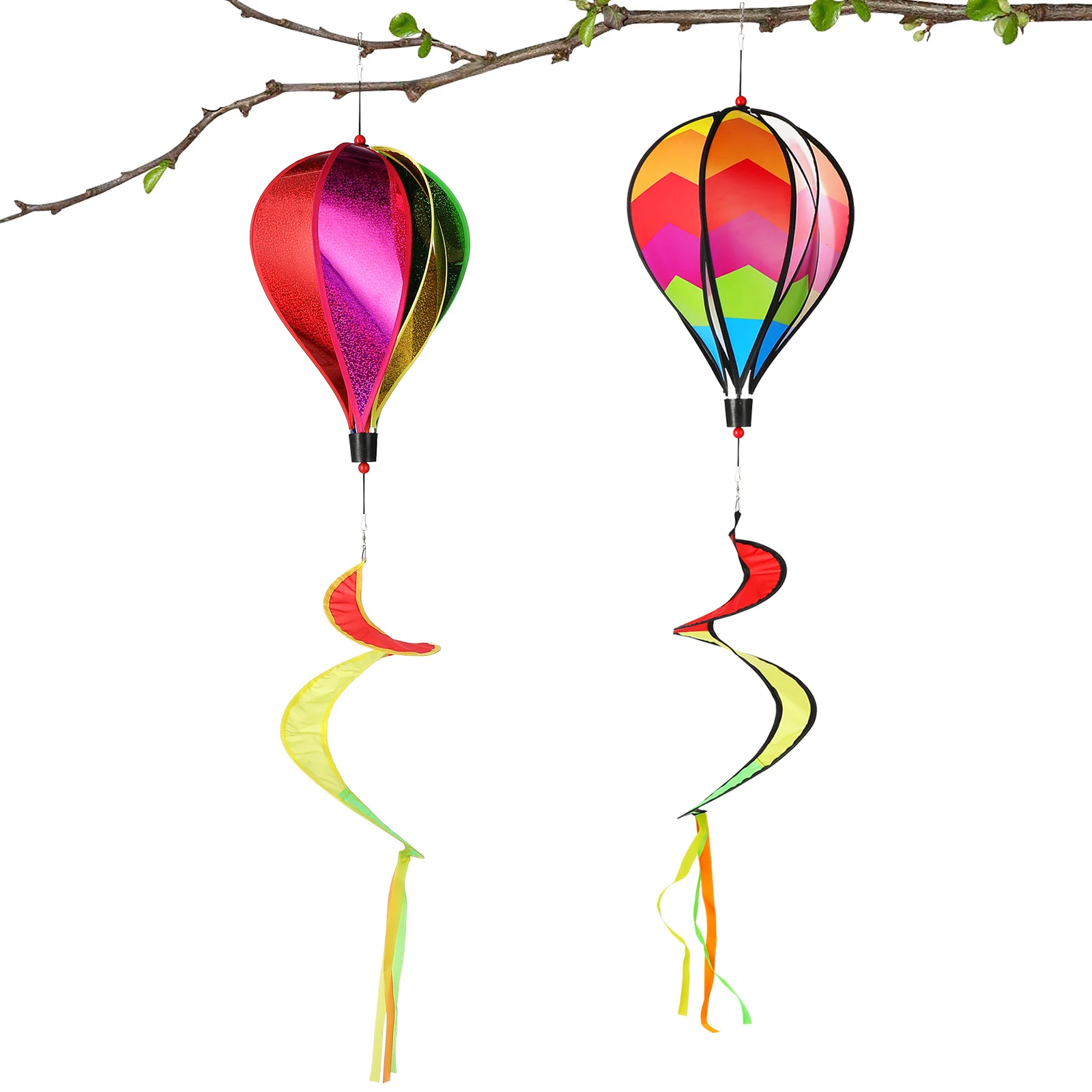 

2Pcs Spiral Hot Air Balloon Hanging Wind Spinners Outdoor Yard Decorations Colorful Garden Spinners Festive Ornaments