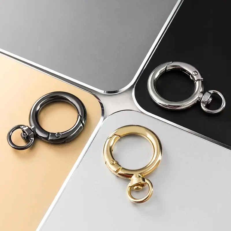 10Pcs Metal Swivel O Ring Spring Clasps Openable Round Carabiner Keychain Bag Strap Belt Clips Hook Dog Chain Buckles Connector