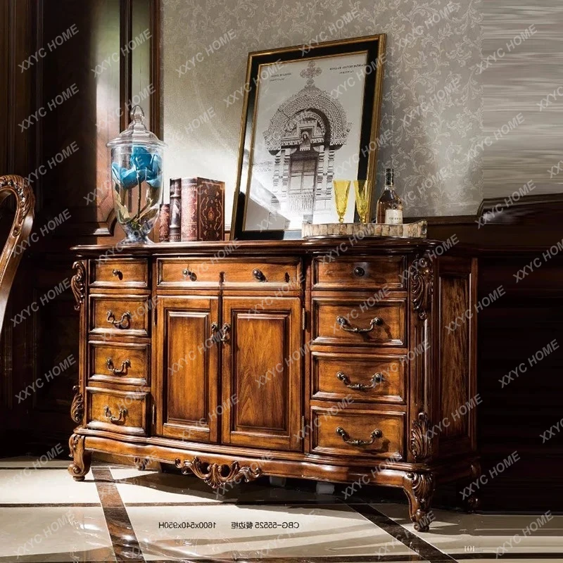 

L-style carved old tea cabinet home restaurant retro side cabinet
