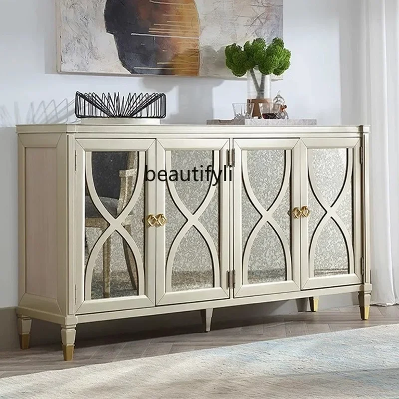 

45cqyAmerican light luxury dining side cabinet, living room entrance, bedroom storage, glass decorative cabinet, locker