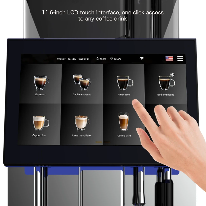 #BTB-302-2D2F Professional Programmable Automatic Espresso Maker with Two Bean Tanks Two Powder Tanks Milk Foaming for Hotel Use