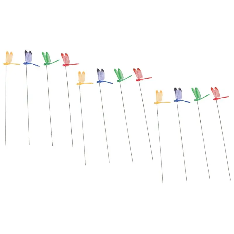 12Pcs Artificial Dragonfly Butterflies Garden Decoration Outdoor Simulation Dragonfly Stakes Yard Plant Lawn Decor Stick-AT30