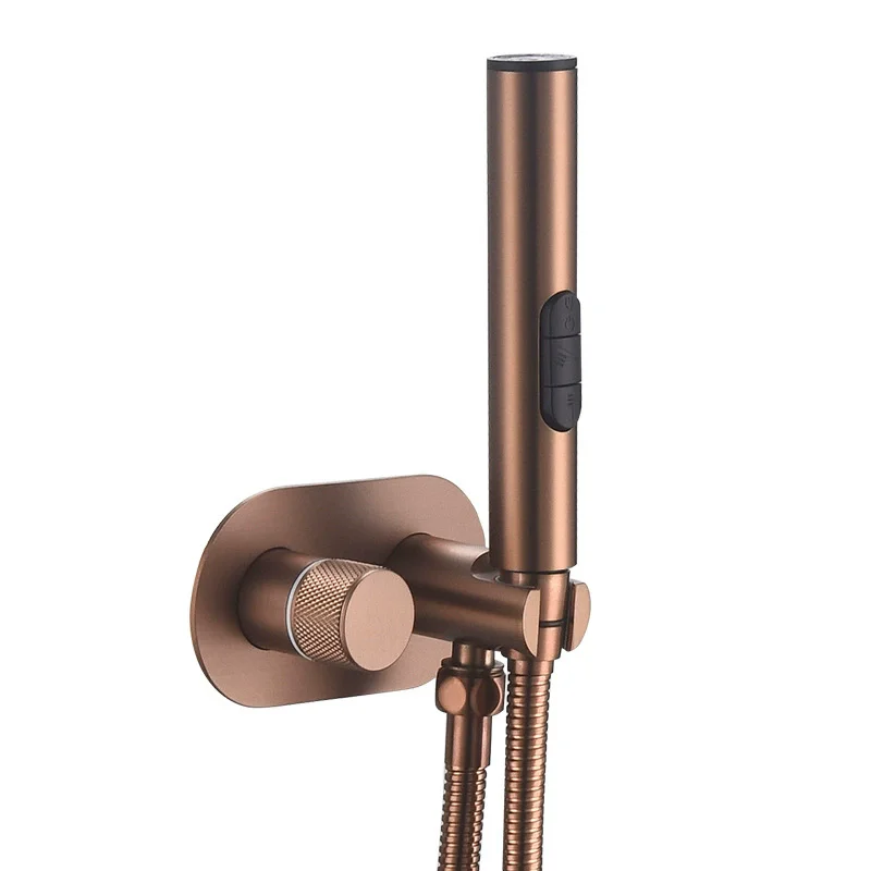 Brusehd Gold Spray Gun Shower Handheld Bidet Sprayer Set Brass Handheld Toilet Bidet Faucet Sprayer Shower Nozzle Self Cleaning