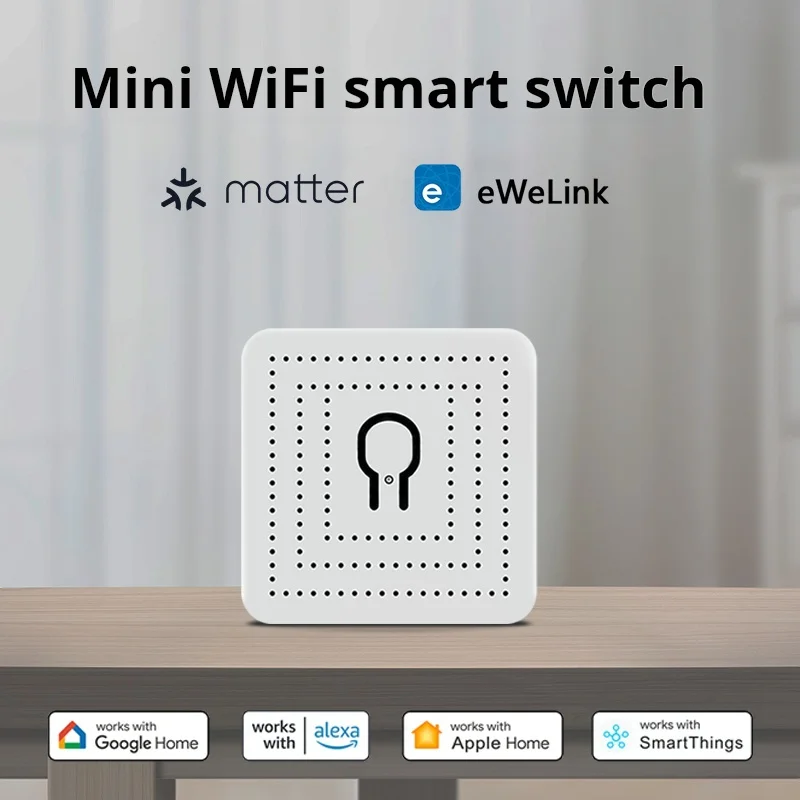 

Matter Certified WiFi Smart Switch 16A Relay Module, Smart Home Light Switch Voice Control Compatible with Alexa/Google/HomeKit/