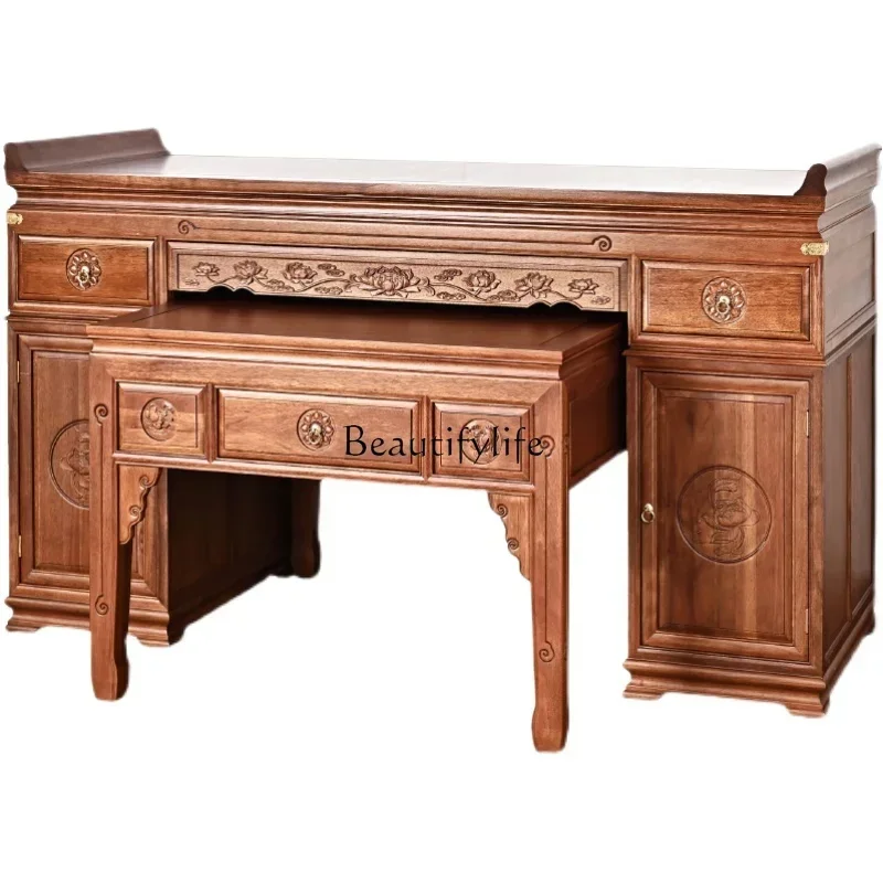 

LXRosewood Solid Wood Buddha Cabinet New Chinese Style Clothes Closet Home Middle Hall Altar Altar Incense Burner Table