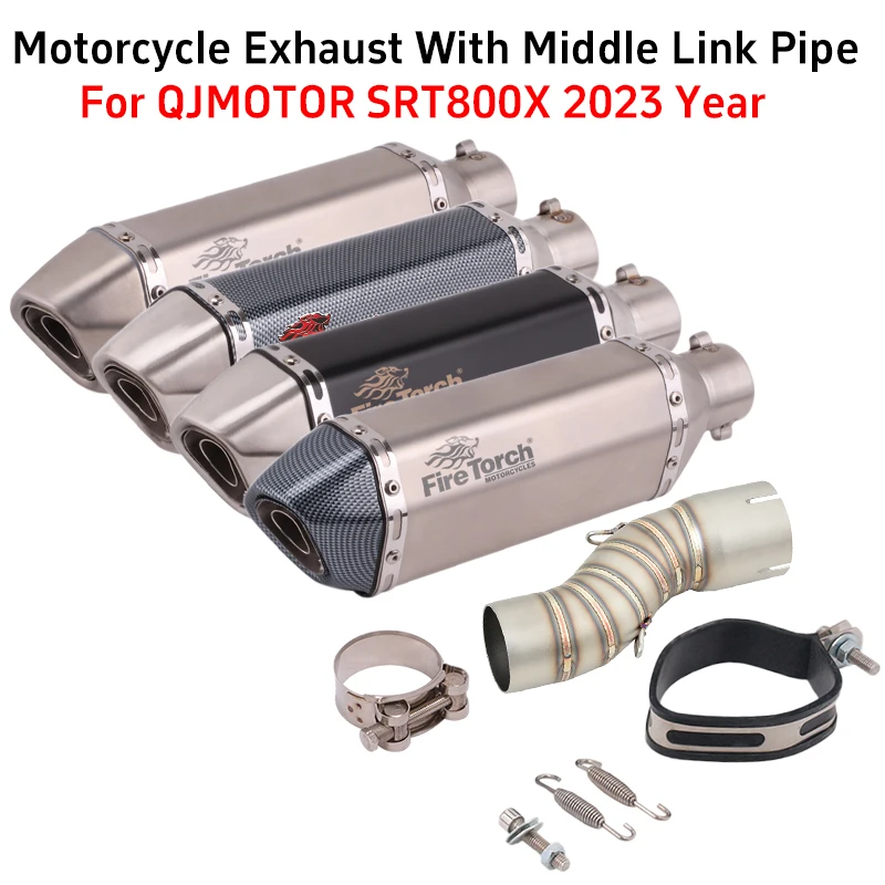 

Slip On For QJMOTOR SRT800X SRT 800X 2023 Year Motorcycle Exhaust System Escape With Mid Link Pipe Removable DB Killer Muffler