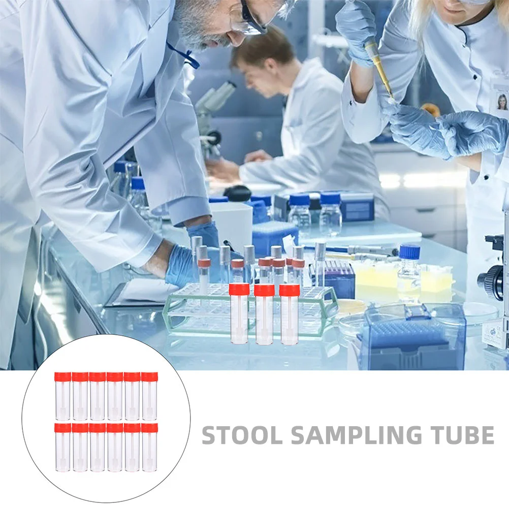 

12 Pcs 25ml Stool Sampling Tube Leak Proof Disposable Specimen Collection Kit Spiral Lid Medical Test Storage Container