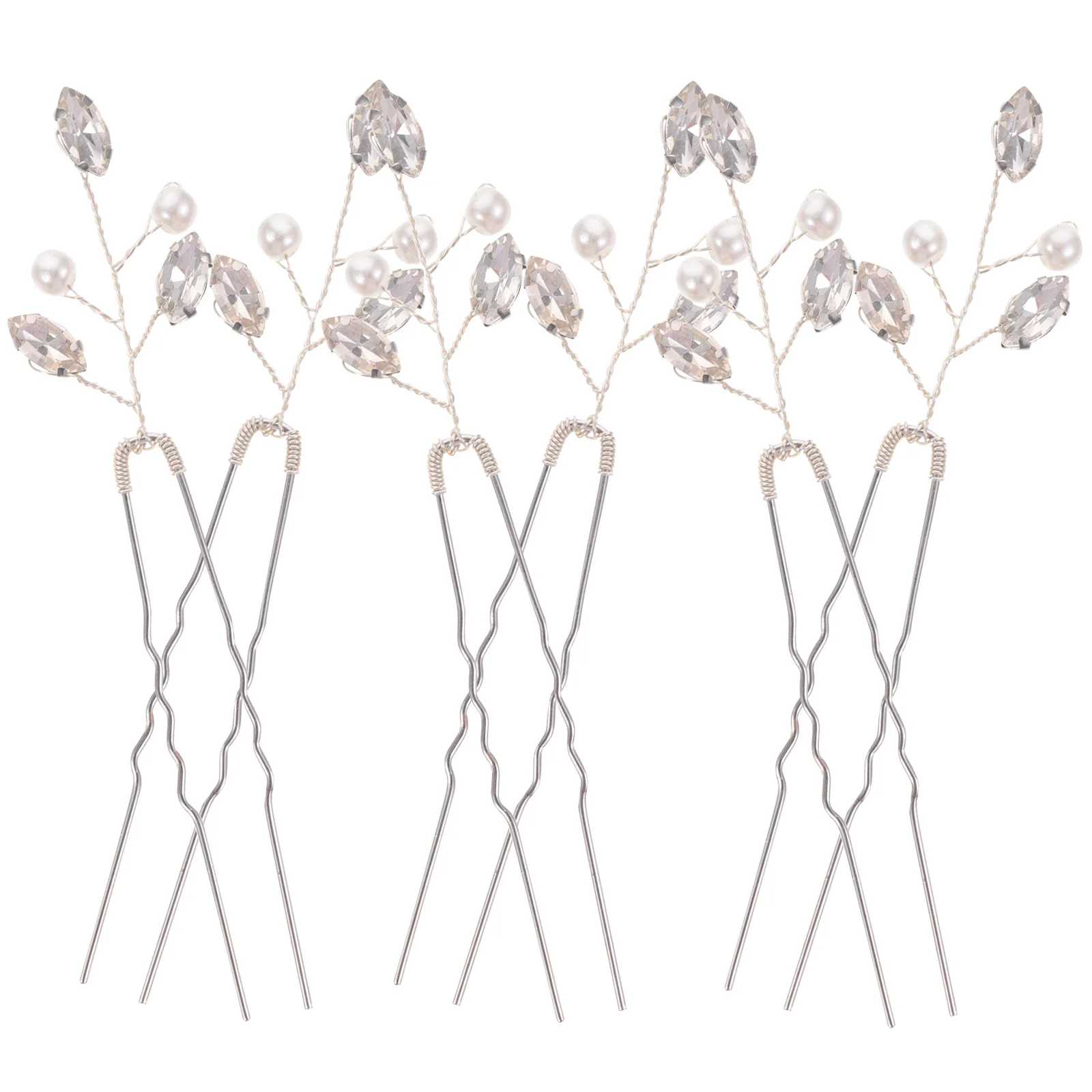 

6Pcs Pearl Rhinestone Bridal Hairpins Wedding Hair Accessories for Brides Prom Anniversaries Hair Forks for Women