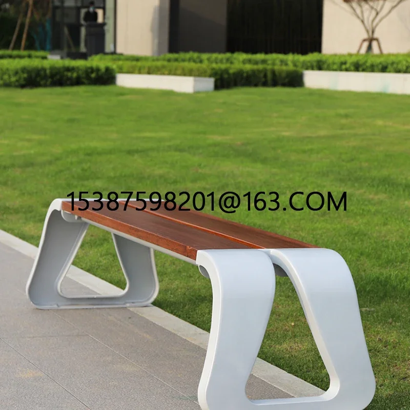 

Park bench Outdoor bench Cast aluminum public seat Square garden chair Pineapple grid solid wood outdoor bench