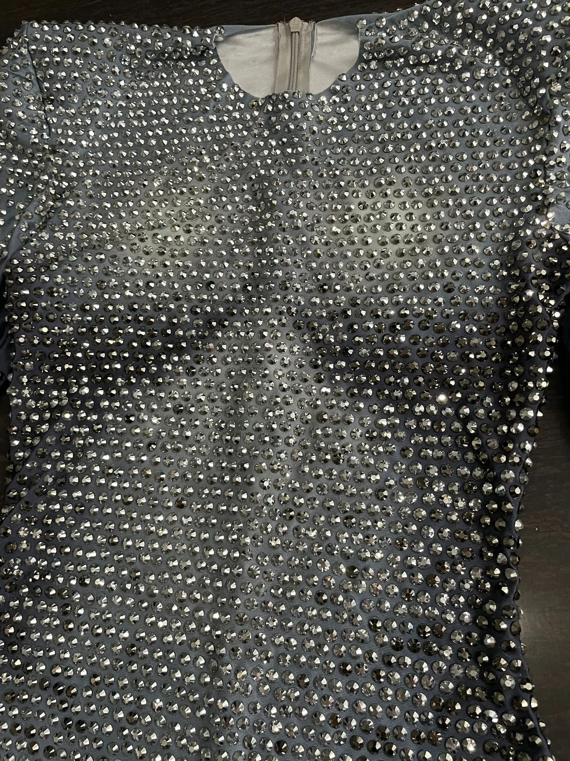 Glitzernde silberne Strass-Langarm-Stretch-Bodysuits 2025, neue Damen-Abend-Luxus-Geburtstagsfeier, sexy Nachtclub-Bühnenkostüm