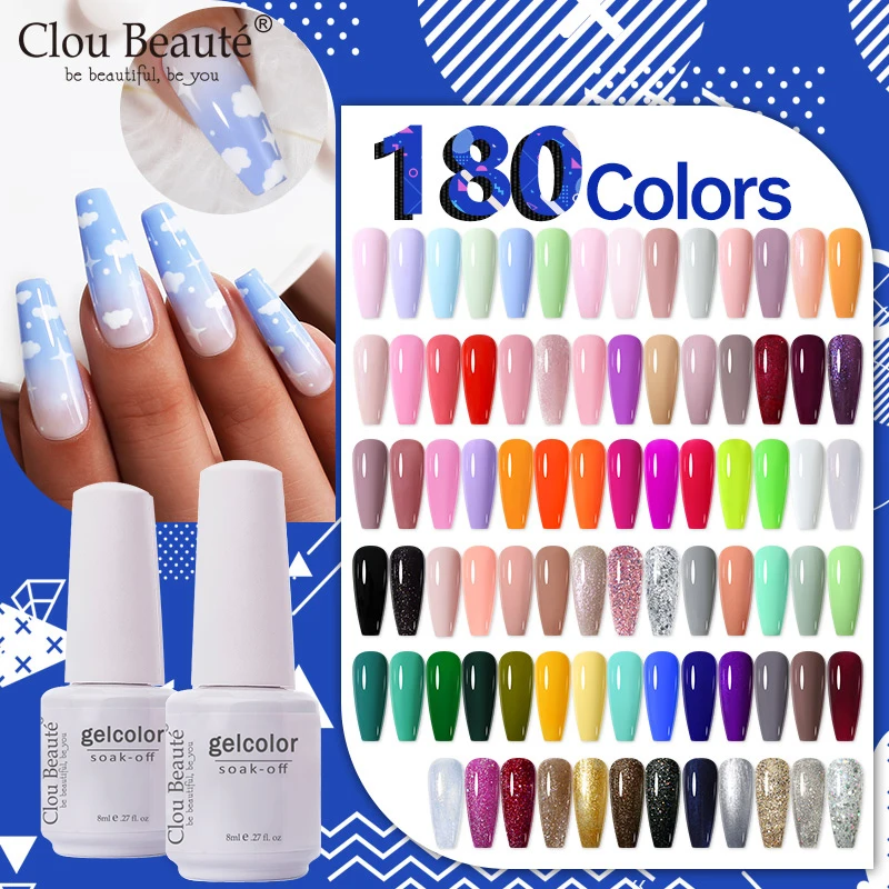 Clou Beaute 8ml 180 Colors Gel Nail Polish Vernis Gorgeous Nail Semi Permanent Soak Off Gel UV/LED Varnishes Art Hybrid Lacquers