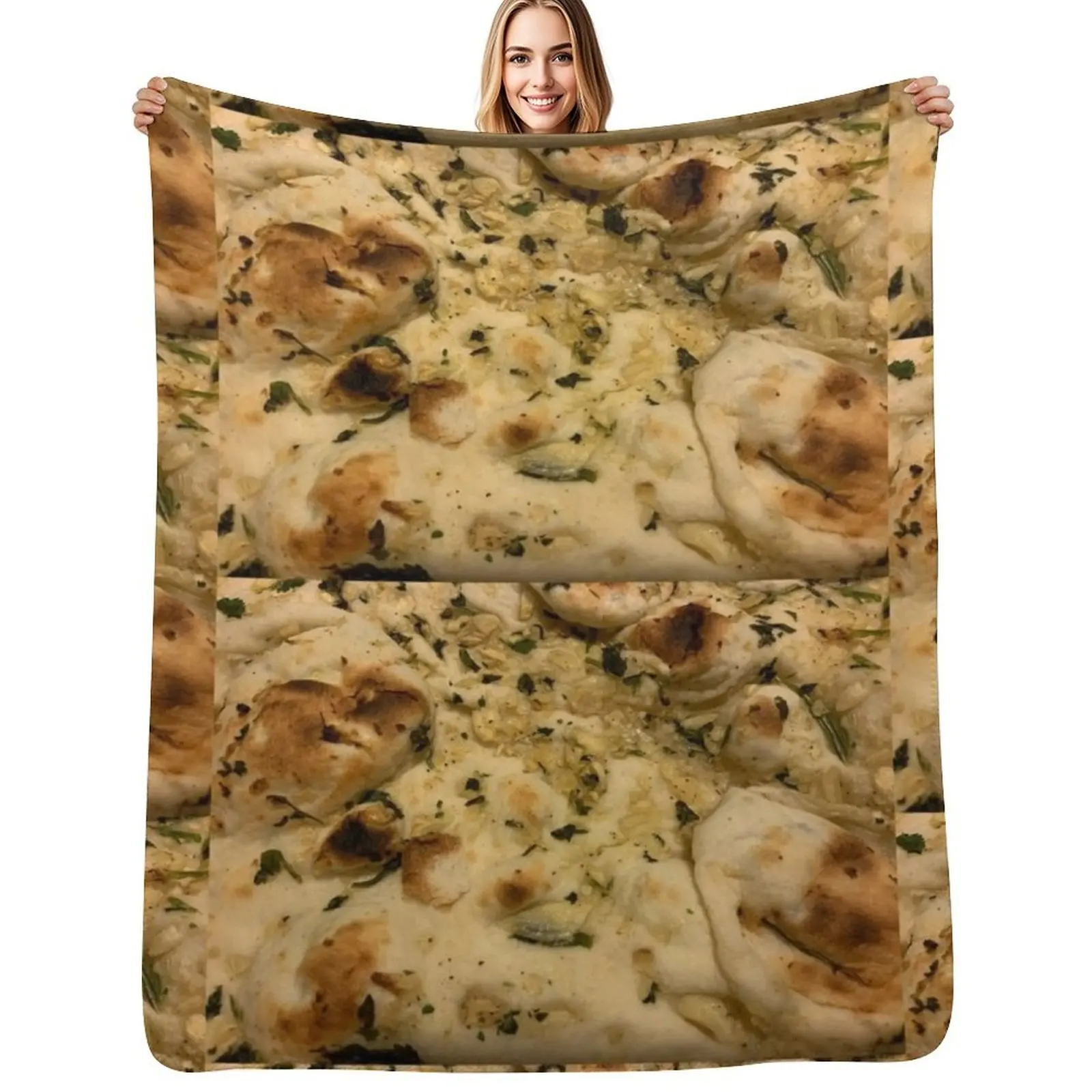 Garlic Naan Throw Blanket Soft Sherpa Fleece Warm Blanket for Winter