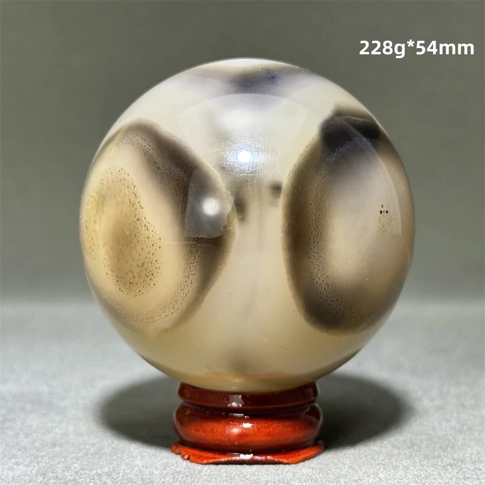 Natural Gemstone Black Agate Mineral Quartz Crystal Ball Aura Spiritual Meditation Energy Divination Altar Home Decoration+Base