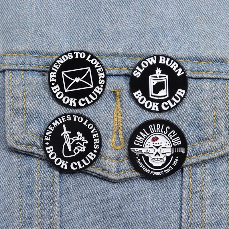 Finals Girls Club Enamel Pin Enemies To Lovers Slow Burn Book Club Brooches Lapel Backpack Badge Jewelry Gift For Women