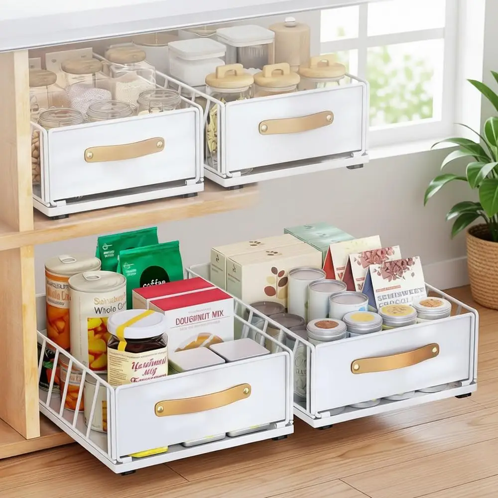 

Heavy-Duty Slide-Out Pantry Organizer with Mesh Basket, 9.8W x 15.7D x 6.2H for Kitchen & Bathroom Storage