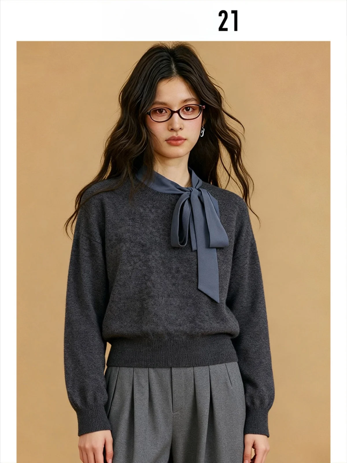 

Forever 2, корейский свободный крой, круглый свитер Ne, женский утягивающий свитер с узлом, осень-зима, новинка, длина