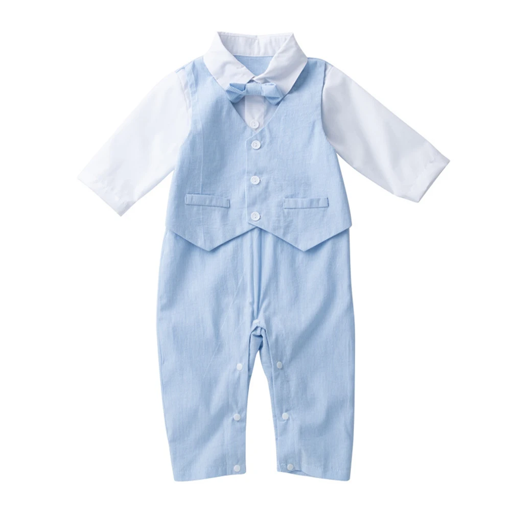 

6pcs Gentleman Outfit Romper Jumpsuit Long Sleeve Infant Newborn Comfortable Spring Wear Photo Prop Birthday Party
