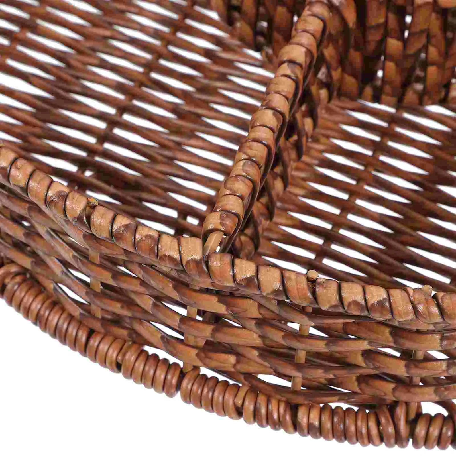 Imitation Rattan Fruit Plate Baskets Gifts Bread Holder Platter Tray Woven Storage Decorative Food