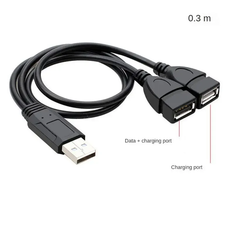 

-to-two USB Head Transfer Cable Car Splitter Male And Two Female Charging Data Extension Cable U Disk/Keyboard