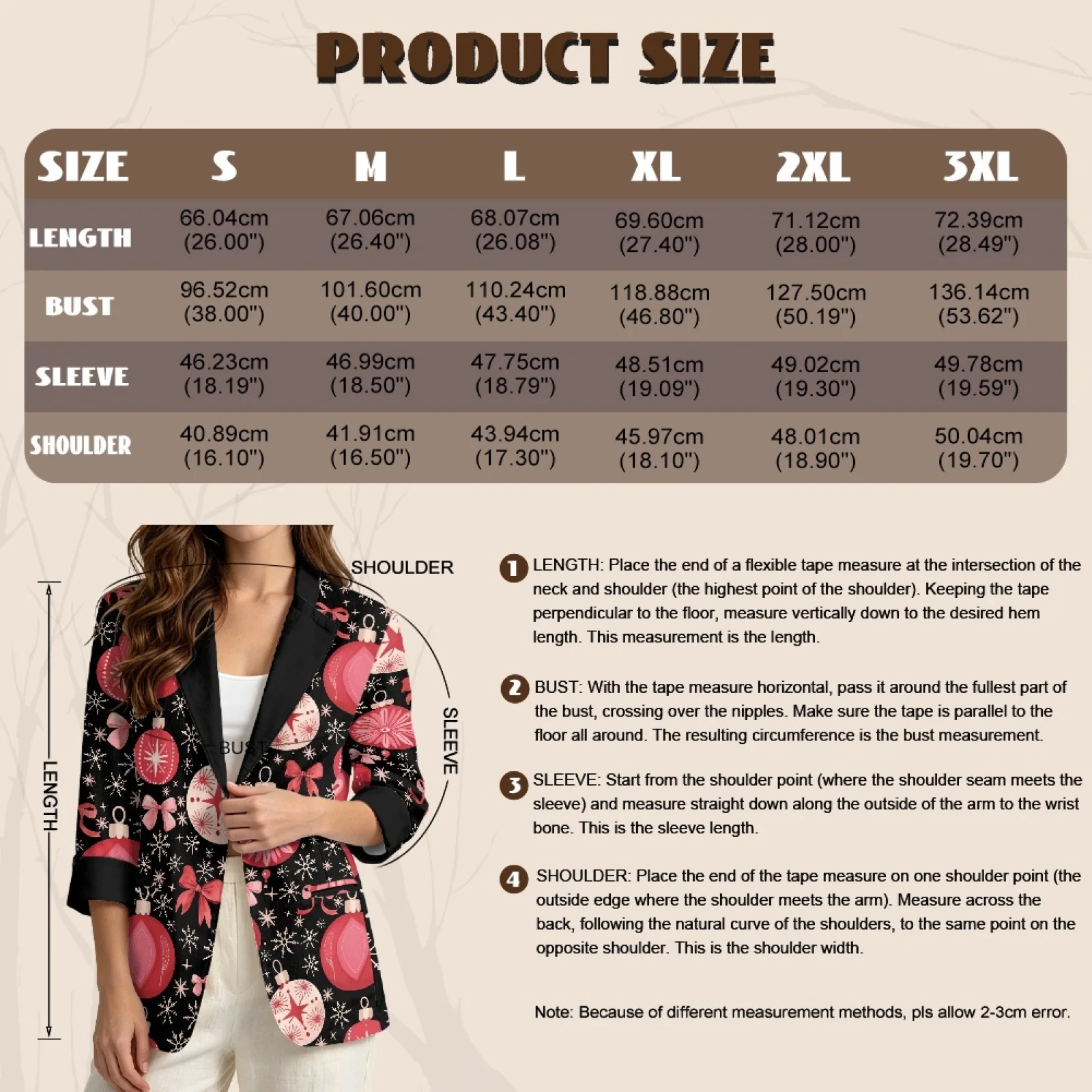 PENSTROLL Christmas Bauble Print Linen Style Open Front Tops Versatile Outerwear for Women Casual Beach Coverups view 6