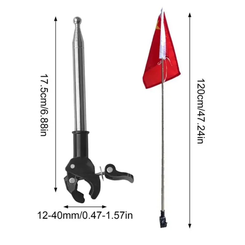 HIM-1.2M Telescopic Flag Pole Stainless Steel Pole Flag Waving Flagpole Flag Pole Car Holder For Car Truck Boat Vehicle