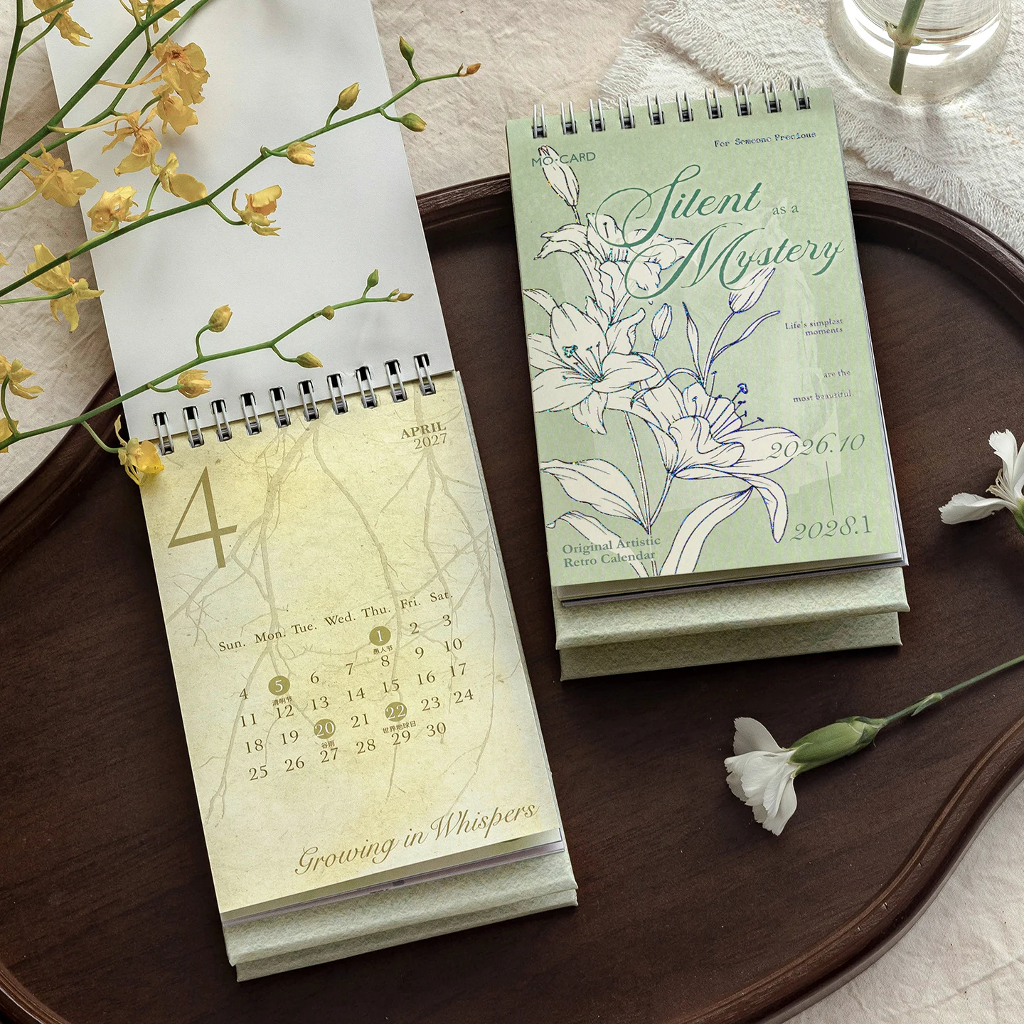 Everything Is Silent Like a Mystery 2027 Calendar Desktop Ornament with a High-End, Elegant, Self-Discipline Check-In Feature, Creative Monthly Calendar